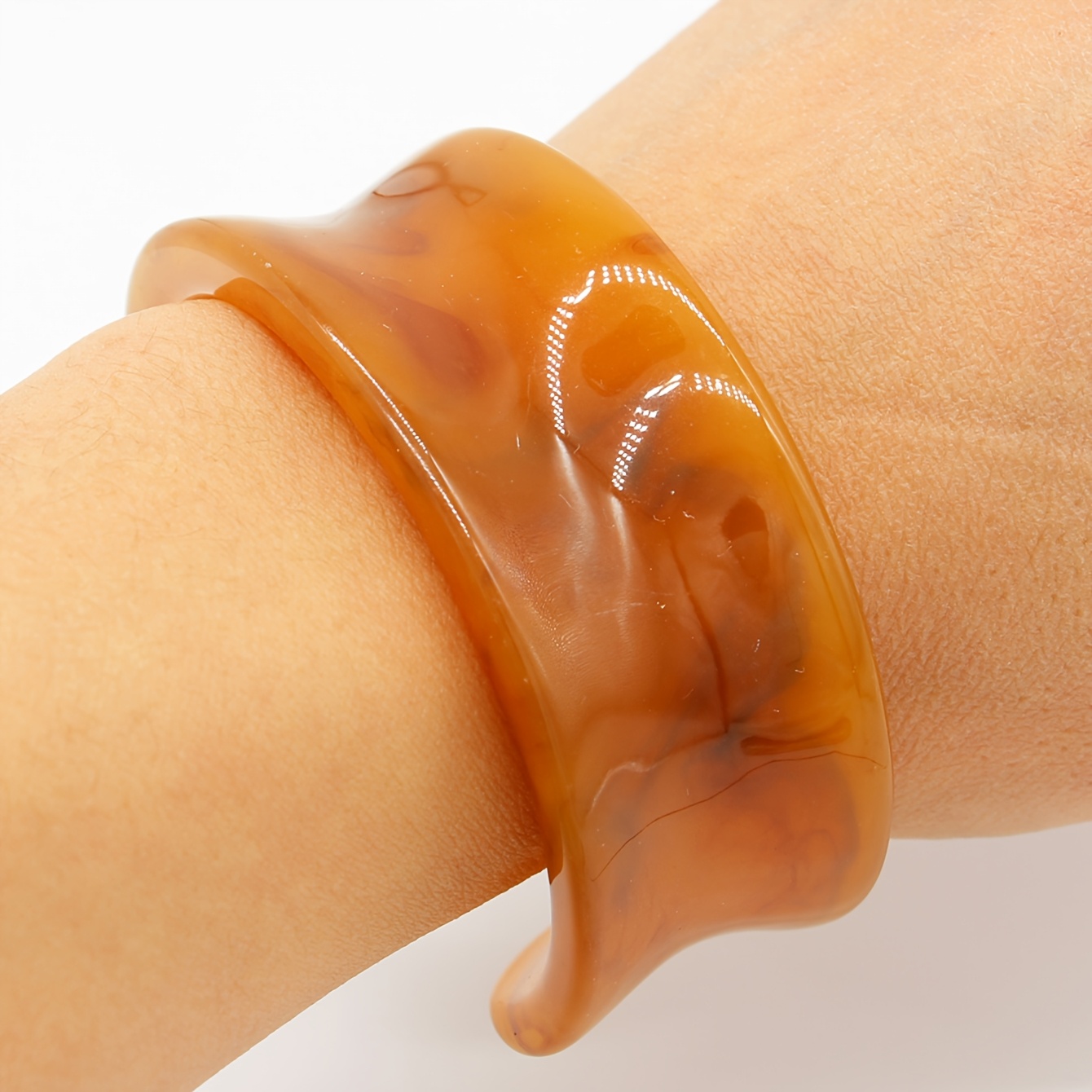Retro Bohemian Resin Bangle, Geometric Irregular Design